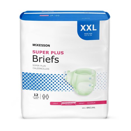 MCKESSON Super Plus Incontinence Brief XXL Contoured, Moderate, PK 48 BRCLXXL